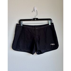 ROXY Vintage Y2K Board Shorts Black Pink Low Rise Swim Trunks Womens 7